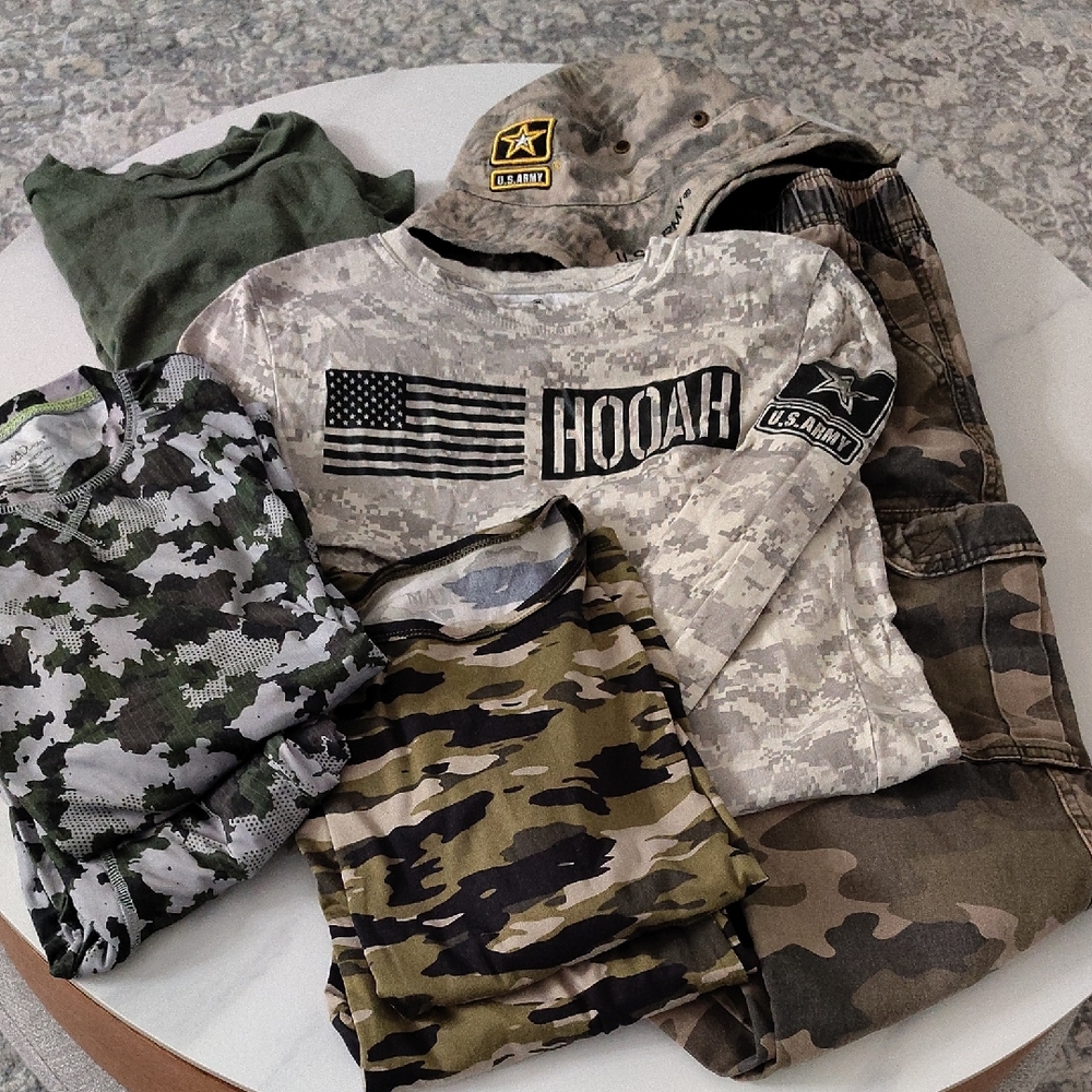 Boys Camouflage Cargo Pants/Thermals/Shirts/Hat